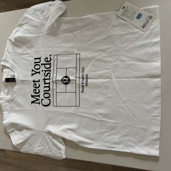 New Lululemon Meet You Courtside Tennis & Sports Club Graphic Tee Mens M White - Picture 2 of 5